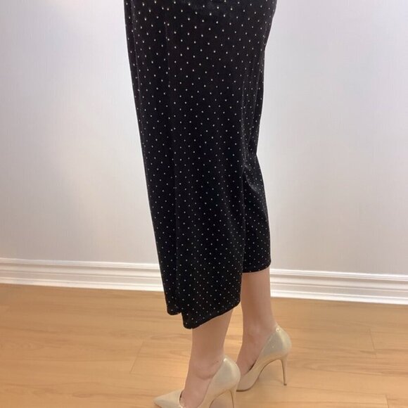 MICHAEL KORS BLACK VELVET GOLD DOTS WIDE LEG JUMPSUIT S - Picture 8 of 12